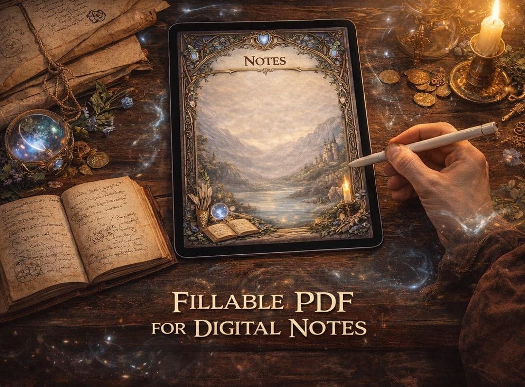 Dnd Note Layout Elvish Fantasy TTRPG Notes Page – Fillable PDF RPG Note Sheet - Etsy