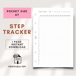 Step Tracker Minimal POCKET Printable Insert A7 Download PDF Health and Wellbeing Tracker 30 Day Habits Rings Planner Tracking