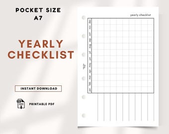 Yearly Checklist Planner Insert Annual Checklist Printable Year at a Glance Tracker Minimal Planner Page Printable Planner Insert PDF Print