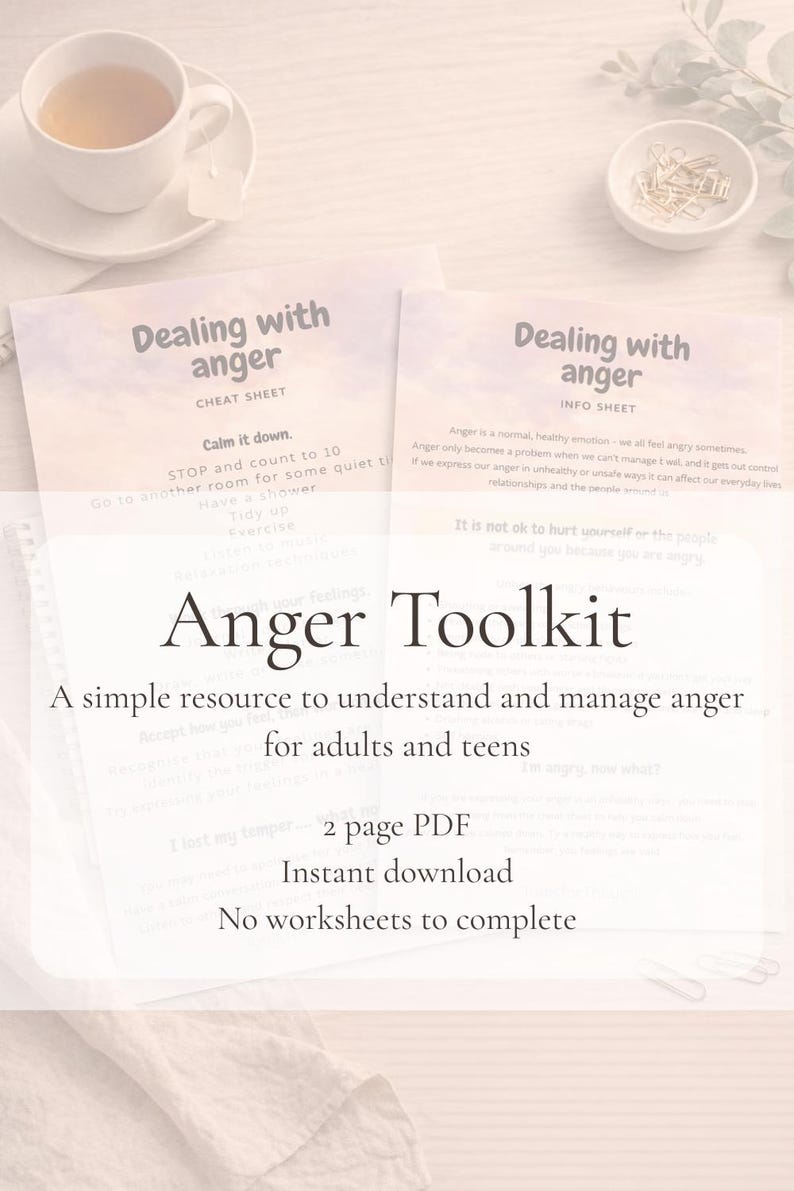 Anger Coping Skills Toolkit – Emotional Regulation PDF (instant ...