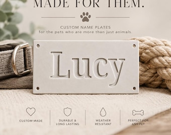 Custom Pet Name Plate | Personalized Kennel Sign, Crate Tag, Modern Pet Decor