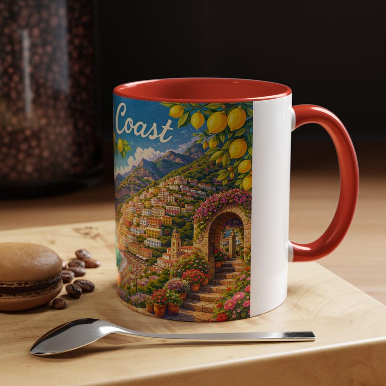 Amalfi Coast Lemon Seaside Scene | Accent Coffee Mug 画像 13