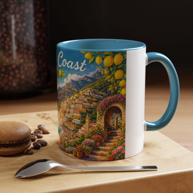 Amalfi Coast Lemon Seaside Scene | Accent Coffee Mug 画像 5