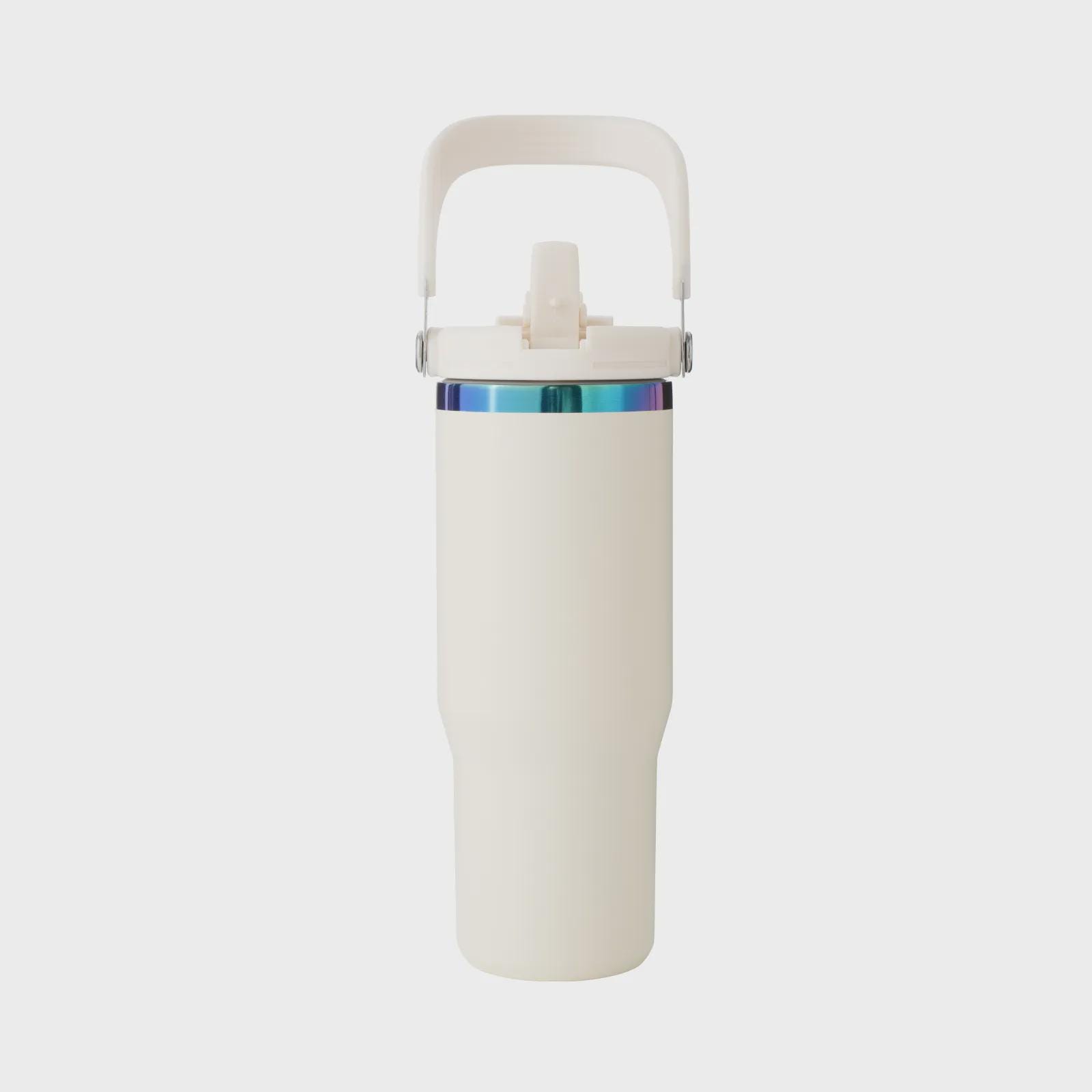 Personalized 30 oz Stainless Steel Tumbler with Handle – Blue to Iridescent