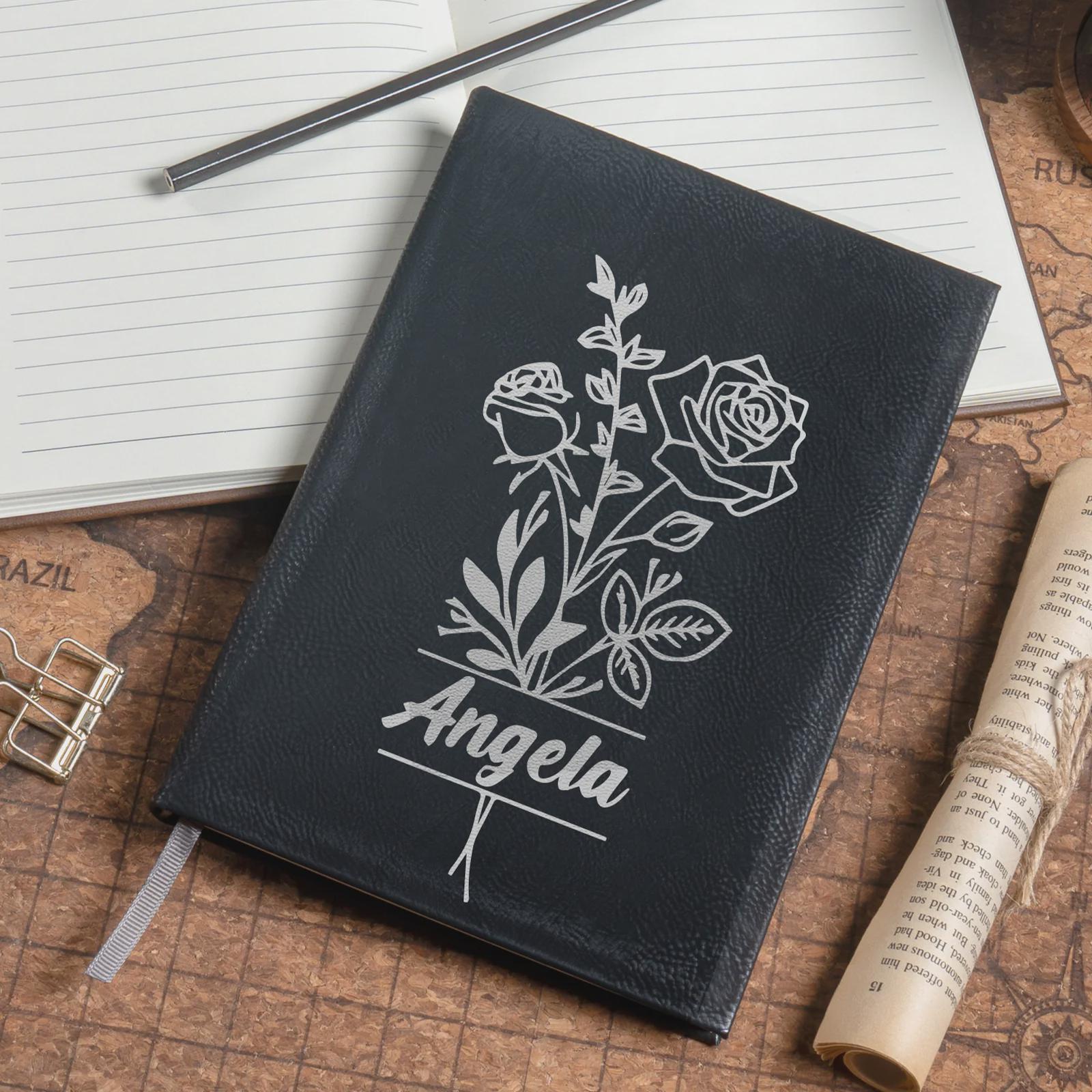 Personalized A5 PU Leather Notebook – Green to Gold