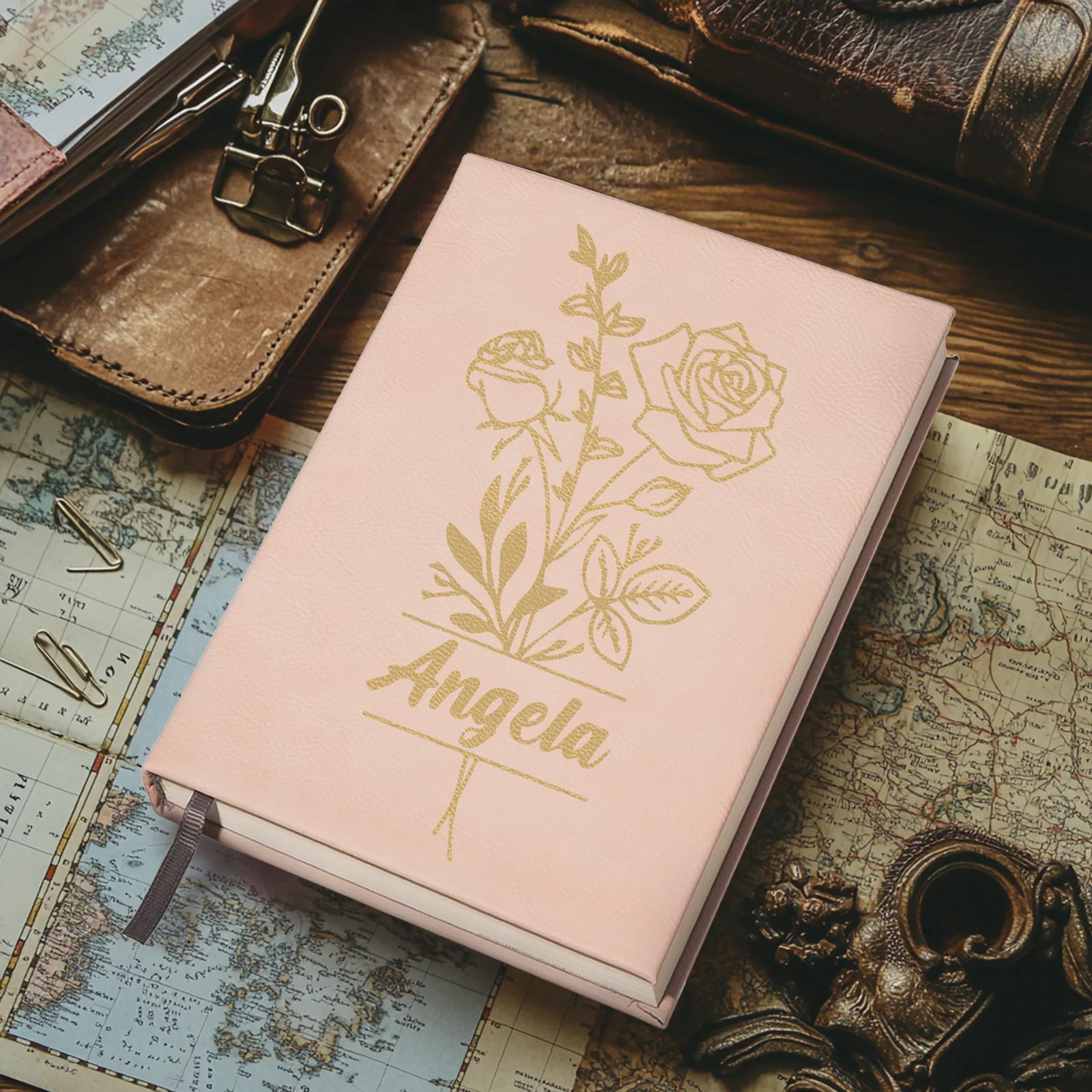 Personalized A5 PU Leather Notebook – Black to Gold