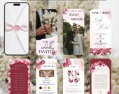 Animated Floral Wedding Invitation Video, Watercolor Red Rose Canva Template (Digital Download)