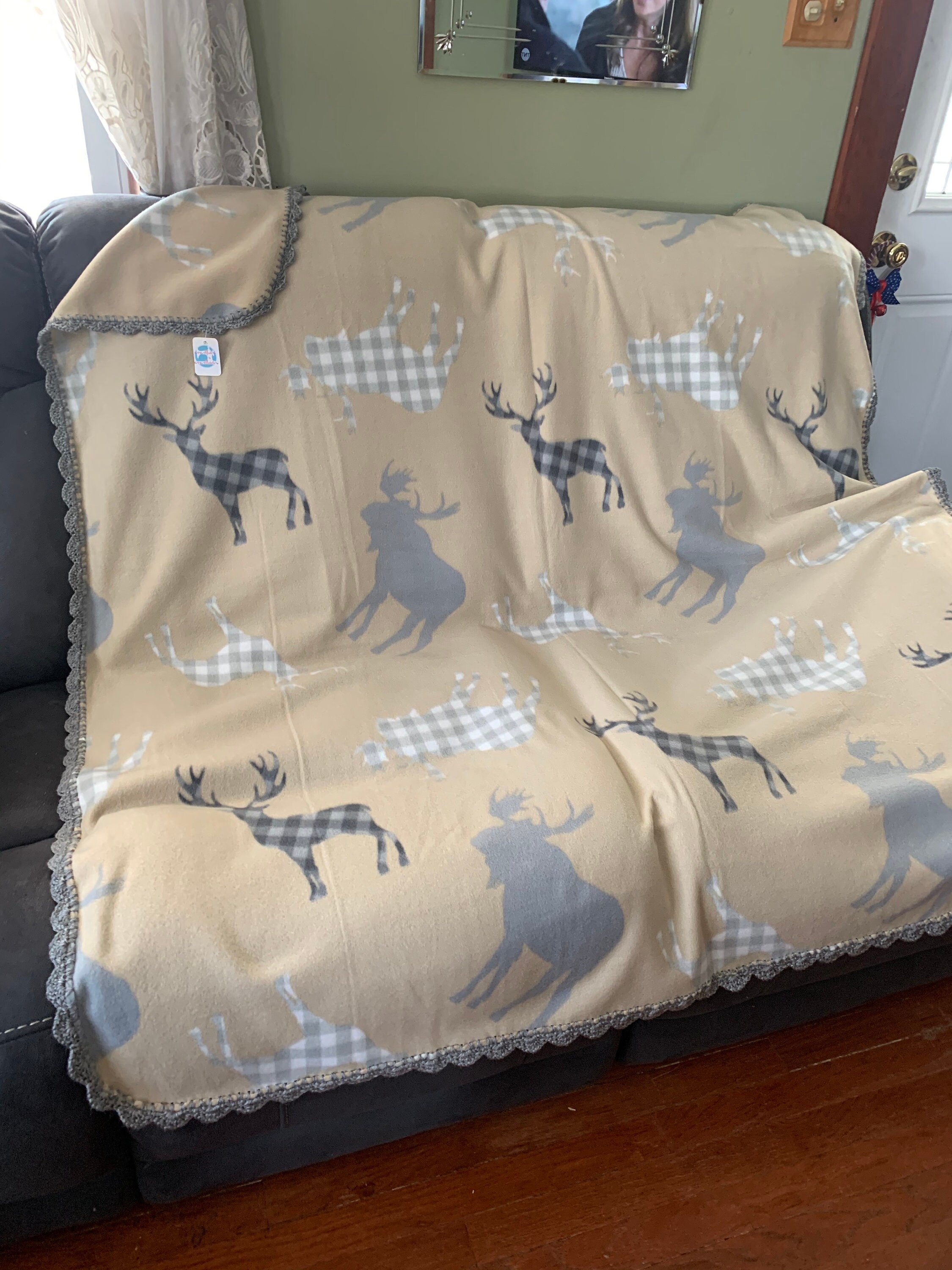Fleece blanket fleece throw Deer and moose fleece blanket Etsy