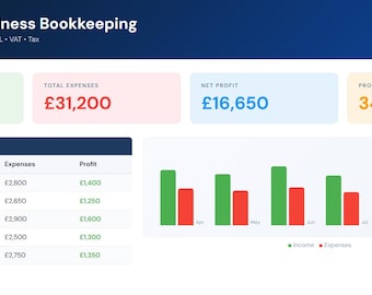 UK Small Business Bookkeeping Excel Template | Income, Expense, VAT Tracker
