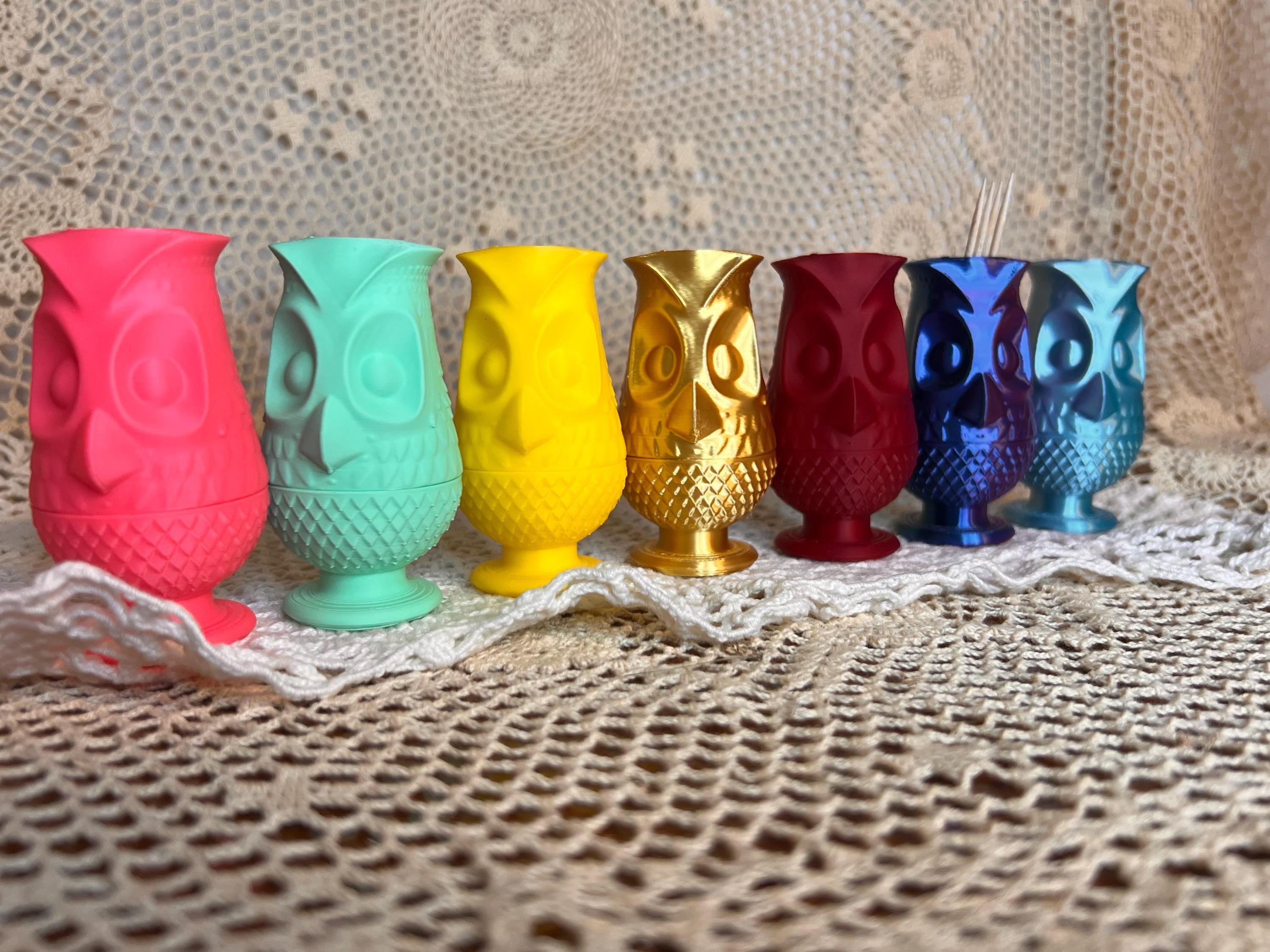 Owl fairy lamp/ tea light toothpick holder. 3D, stands 3” tall.