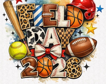 Field Day 2026 PNG, Gráfico para día de juego deportivo, Diseño de camiseta infantil (Descarga digital)