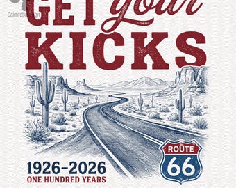 Ruta 66 Centenario PNG, Diseño Vintage Road Trip, Sublimación Retro Highway (Descarga Digital)
