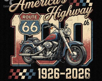 Route 66 100th Anniversary Motorcycle PNG Design (Digital Download)