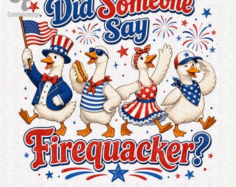 Pato Firequacker PNG, diseño patriótico para sublimación del 4 de julio (descarga digital)