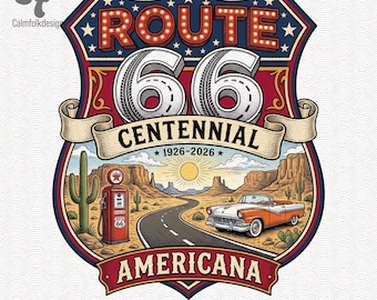Diseño de motocicleta del centenario de la Ruta 66: Viaje por carretera al estilo clásico estadounidense (Descarga digital)