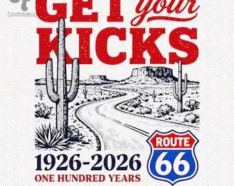 Ruta 66 Centenario PNG, Diseño Retro Viaje por Carretera (Descarga Digital)