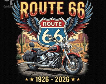 100 años de la Ruta 66 Motociclista PNG (Descarga digital)
