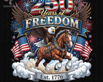 250 años de libertad PNG, diseño patriótico de águila a caballo para el aniversario de EE. UU. (descarga digital)