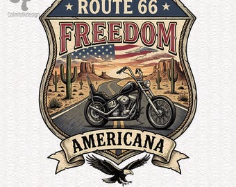 Route 66 Freedom Motorcycle PNG (Digital Download)