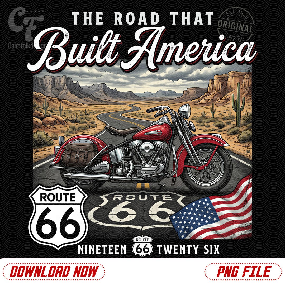 That Ru 66 Route 66 PNG, the Road That Built America Vintage Motorcycle Design ...