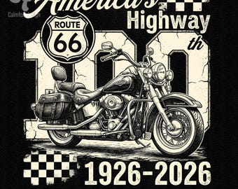 Route 66 100th Anniversary Motorcycle PNG (Digital Download)