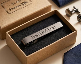 Personalisierte Krawattenklammer mit Gravur, personalisiertes Geschenk für Papa, Ehemann, Freund, Sohn, Kollegen, Vater des Bräutigams
