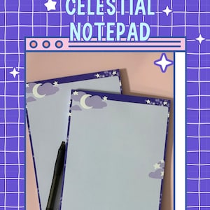 Starry Celestial Notepad, 50 sheet Moon Stars Memopad, 5.5x8.5