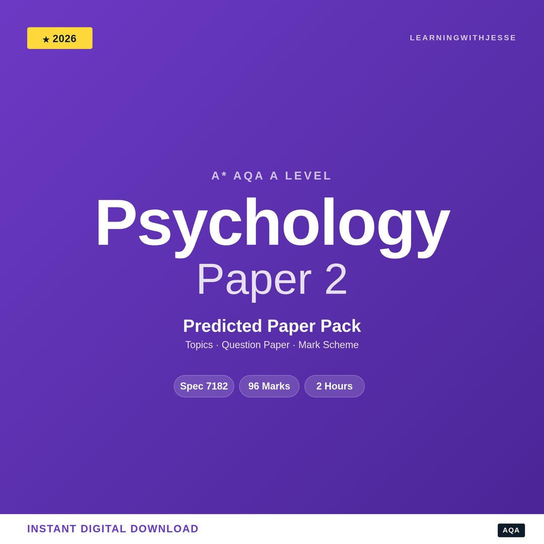 AQA A Level Psychology Paper 2 Predicted Pack (digital Download) - Etsy UK