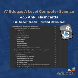 Eduqas A Level Computer Science Anki Flashcards | Full Spec Revision (Digital Download)