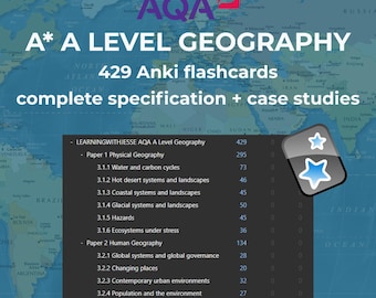 AQA A Level Geography Flashcards | Exam Revision, Case Studies (Digital Download)