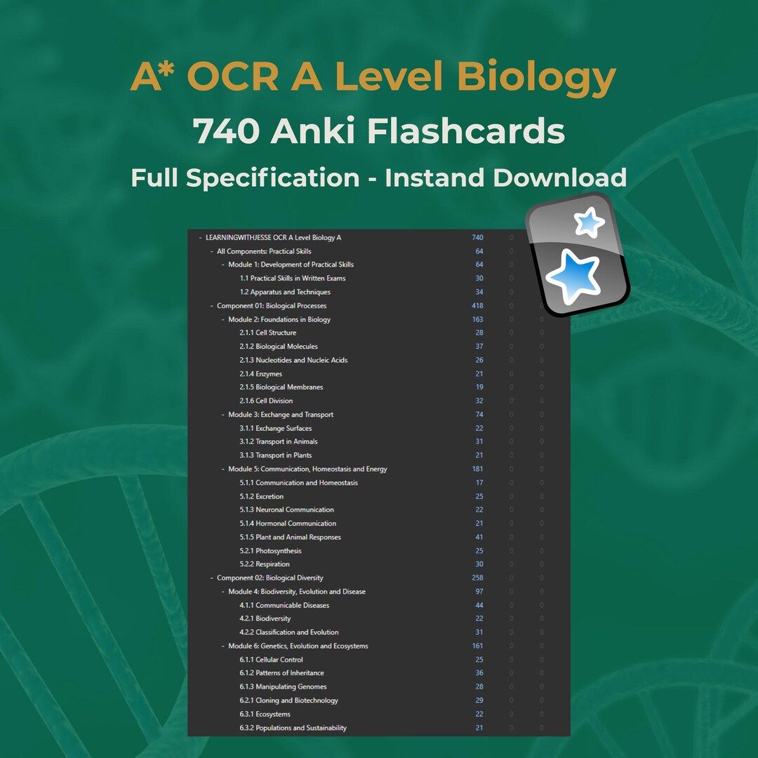 OCR A Level Biology A Flashcards | 740 Anki Cards | Full Spec H420 ...
