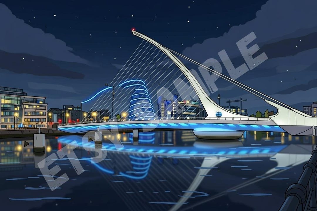 Samuel Beckett Bridge Dublin Print, Ireland Landmark Art (digital Print ...