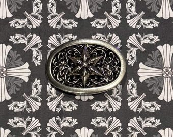 Real 925 Sterling Silver Star Buckle Chrome Style Trendy Fashion Cowhide Genuine Leather