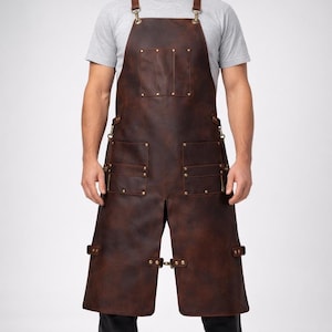 Heavy Duty Split-Leg Leather Apron – Blacksmith, Woodworking, Welding
