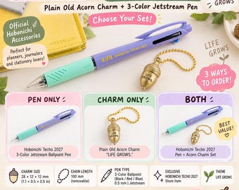 Hobonichi Techo 2027 Exclusive Set | Acorn Charm & 3-Color Jetstream Pen