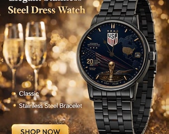Horloge met logo USA International Football Club, luxe WK 2026, cadeau voor fan