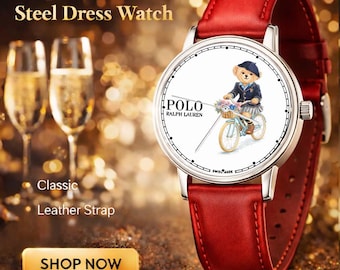 Polo Girl Bear Vintage Bicycle Sport Watch, Leather Wristwatches