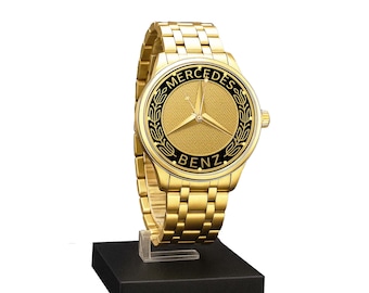 Luxury Watches, Mercedes Benz Gold Logo Watch
