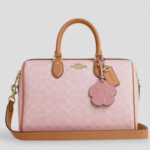 NWT Limited Coach Large Rowan Satchel Bag In Signature Canvas CEA19 powder Pink