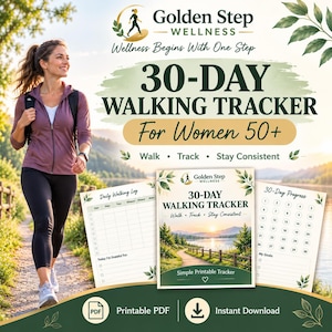 Tracker di camminata di 30 giorni / Registro giornaliero di camminata stampabile per donne over 50