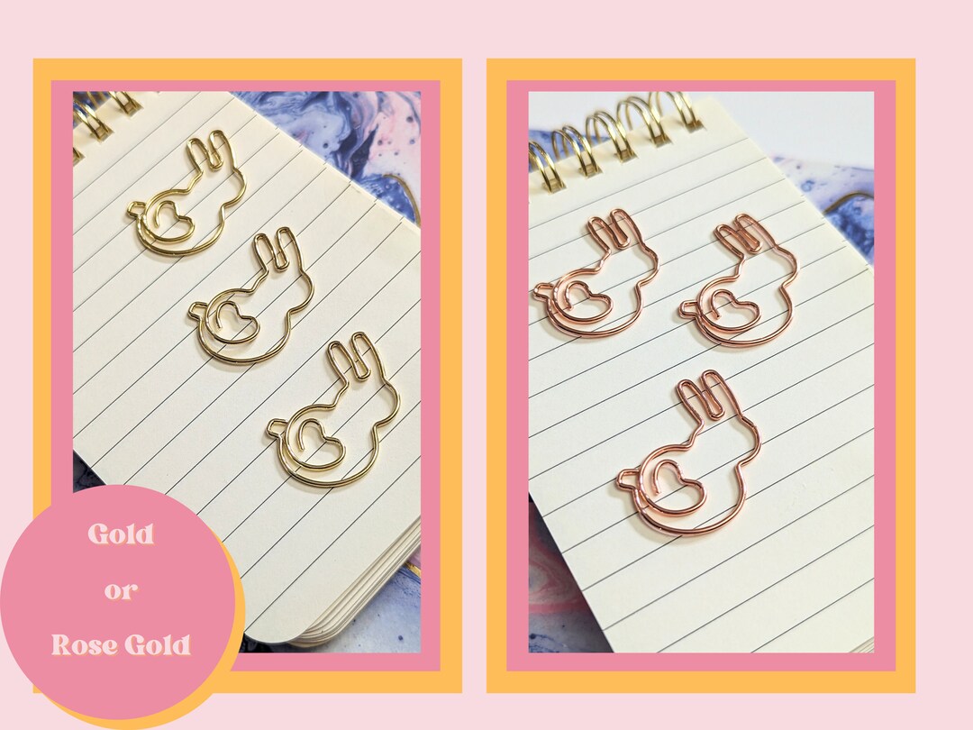 Bunny Rabbit Shaped Gold or Rose Gold Paperclip Set - Etsy