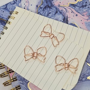 Bow Shaped Rose Gold Paperclip Set