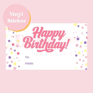 Girly Retro Happy Birthday Confetti Gift Tag