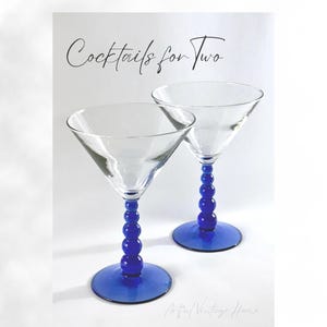 Cobalt Blue Knob Stem Martini Glasses Set of 2 – Cocktail Stemware - Metropolis Style Glassware
