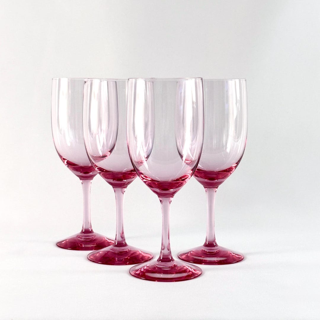 Vintage Fostoria Pink Wine Glasses Set of 4 – Blush Stemware Goblets ...