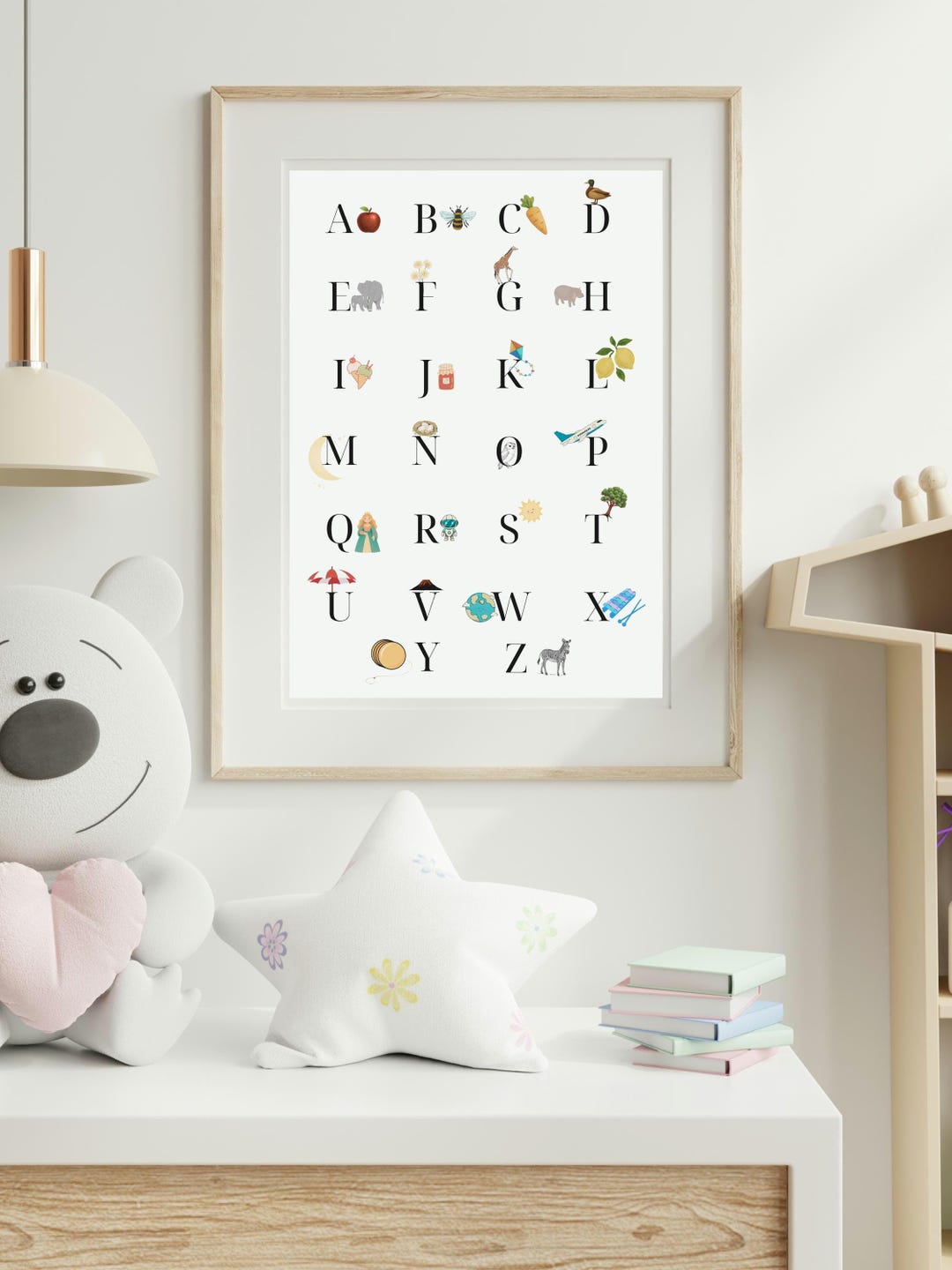 ABC Alphabet Nursery Print | Classic Baby Room Wall Art | Neutral ...
