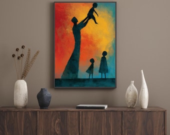 Stampa artistica da parete sulla paternità / Regalo per la festa del papà / Opera d'arte padre e figlio / Arte di famiglia con papà / Regalo per neo papà / Regalo significativo per il papà