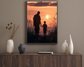 Stampa artistica da parete Padre Figlio / Regalo per la Festa del Papà / Opera d'arte sulla paternità / Regalo per papà e figlio / Regalo significativo per il papà