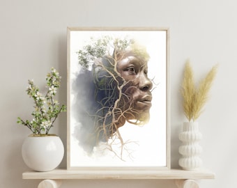 Radicati nella crescita – Arte ispirata al sistema nervoso centrale, arte murale di origine africana, stampa su natura e identità