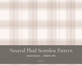 Weiches, neutrales, kariertes Nahtloses Muster, Cottage Leinen Karo Digital Papier